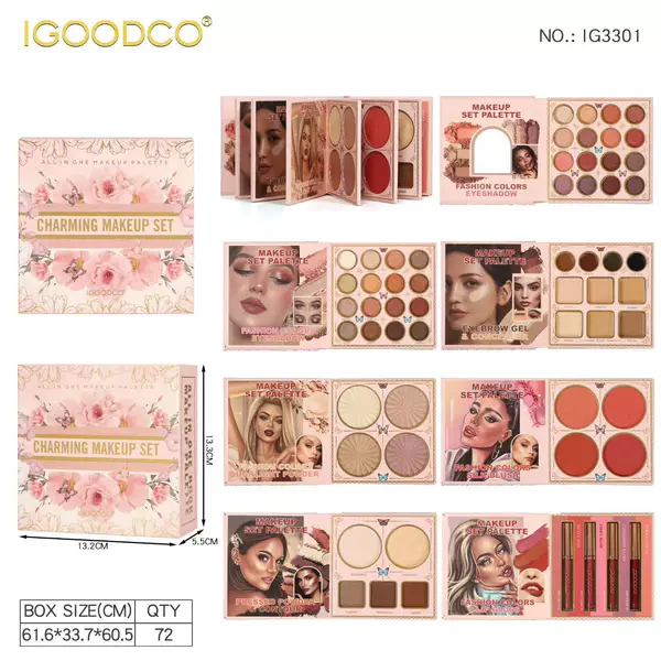59-Color Multi-Layered Book Eye Shadow Palette Collection Matte Pearlescent Blush All-In-One Multi-Color Makeup Palette Exclusively for Foreign Trade Cross-Border