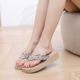 Cross-border Women's Chanel Style Wear-resistant Women's Slippers Summer New Thick-soled Wedge Wear-resistant Hemp Rope Flip-flops for Outer Wear