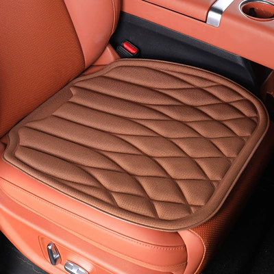 Non-Slip, Universal Car Seat Cushion: Seat cushion, seat cover - checkered-style-elegant-brown-main-and-co-pilot-two-pieces