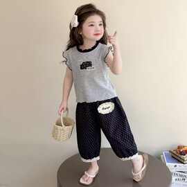 女童夏装木耳边背心套装2026新款儿童夏季韩系无袖防蚊裤宝宝衣服