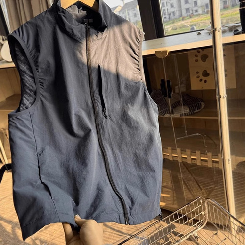 American Retro Functional Work Vest for Men - Spring Collar Zippered Functional Outdoor Urban Windproof Jacket