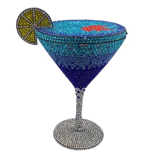 Martini Crystal Bag Cocktail Goblet Diamond Dinner Bag Cross-Border Diamond Handheld Women's Bag New