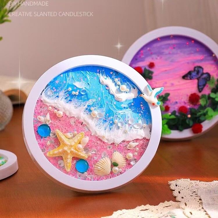 Round Plastic Table Photo Frame DIY Kidsren's Decorative Diamond Picture Frame Square Cross Stitch Frame Factory Wholesale Direct Sales