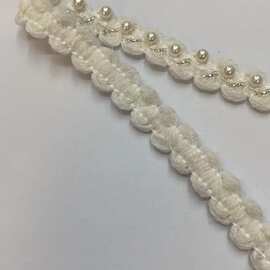 手工DIY白色钉珠花边辅料珍珠领子布料服装饰品衣服裙边装饰