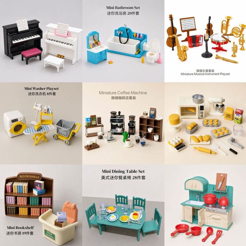 Cross-Border Mini Furniture, Pretend Play Toys, Kitchen and Living Room, Miniature Scene Tabletop Decorations, Dollhouse Model