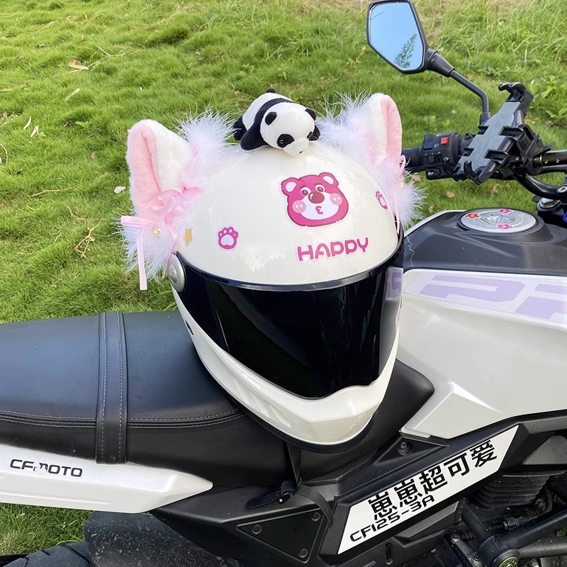 Cute Cat Ear Decor Helmet Ski Helmet Accessories Detachable Plush