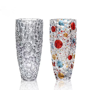 New Pressed Crystal Hand-painted Colored Glass Vase Home Living Room Decorations Thickened Flowers Water Vase