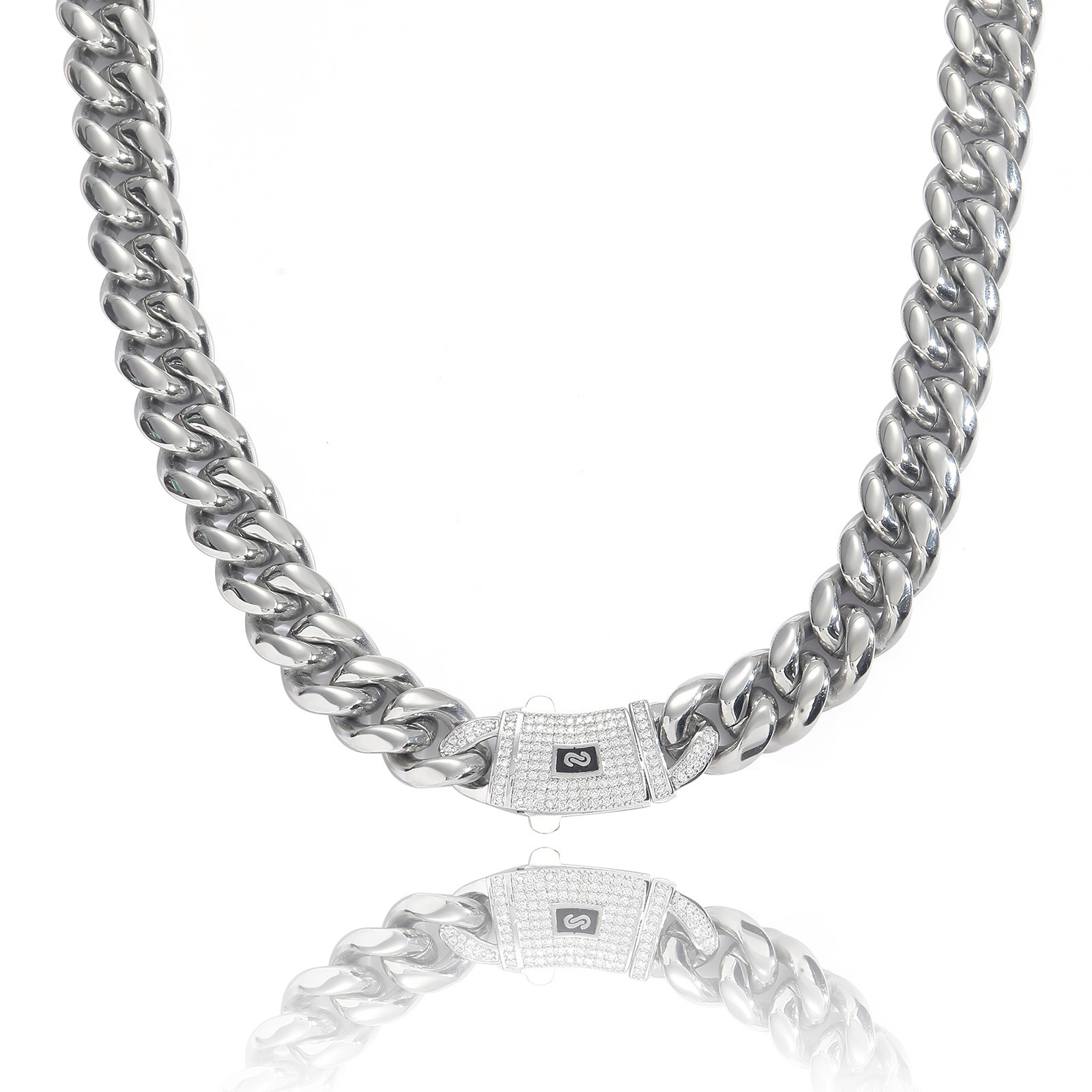 Collar cadena cubana oro acero inoxidable con circonitas_voghion.com