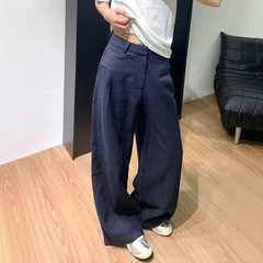 175高个子加长180老钱风白色棉麻苎麻阔腿裤女夏季亚麻高腰休闲裤