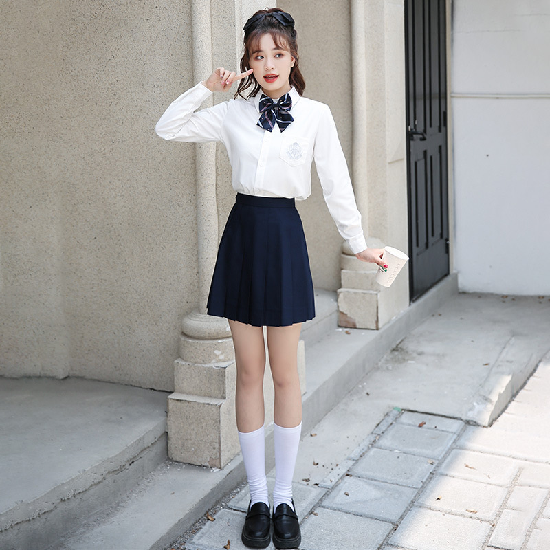 Jk Uniform Pleated Skirt Short Skirt College Style High Waist A- Line Skirt Full Set Japanese Student School Uniform Class Uniform suit