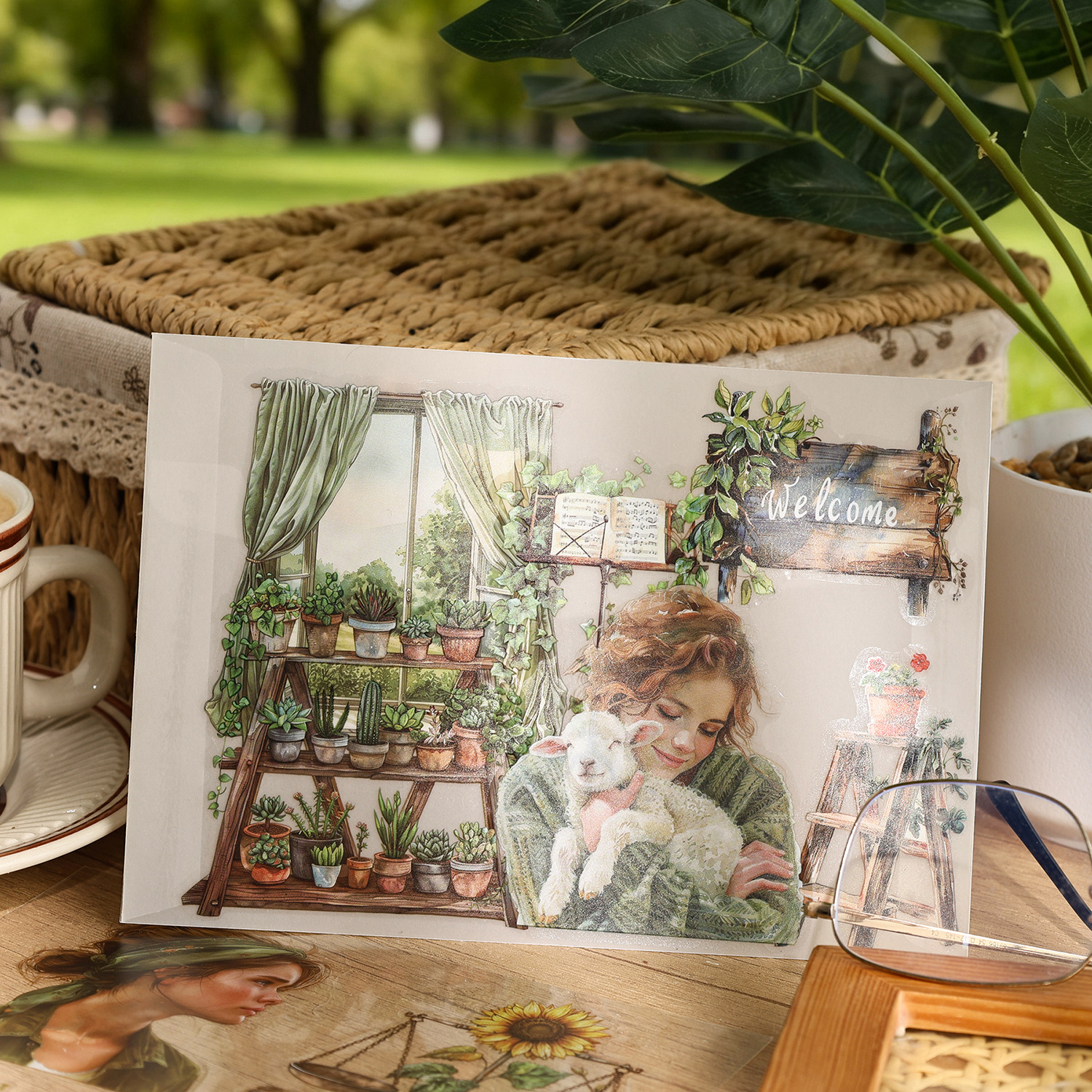 Yue Zhen cuatro estaciones patrulla de poesía cortar pegatinas de película pegatinas de libro pegatinas transfronterizas pegatinas para niños pegatinas de libro pegatinas de libro de mascotas