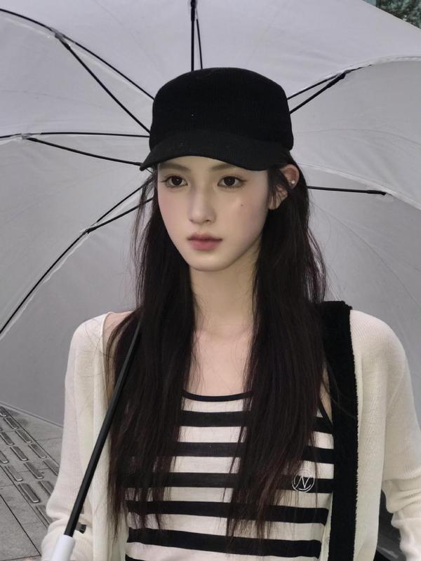 日本の新しい春夏の美白ミニマリストクリアフェイス小さなレトロな乗馬帽子レディースファッション多用途ひさしキャップイン|undefined
