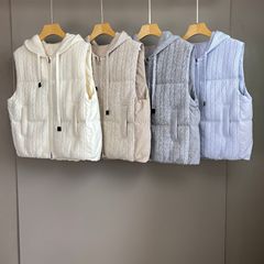 南油篙品25秋冬新款BC连帽羊绒亚麻针织马甲时尚百搭休闲鹅绒马甲