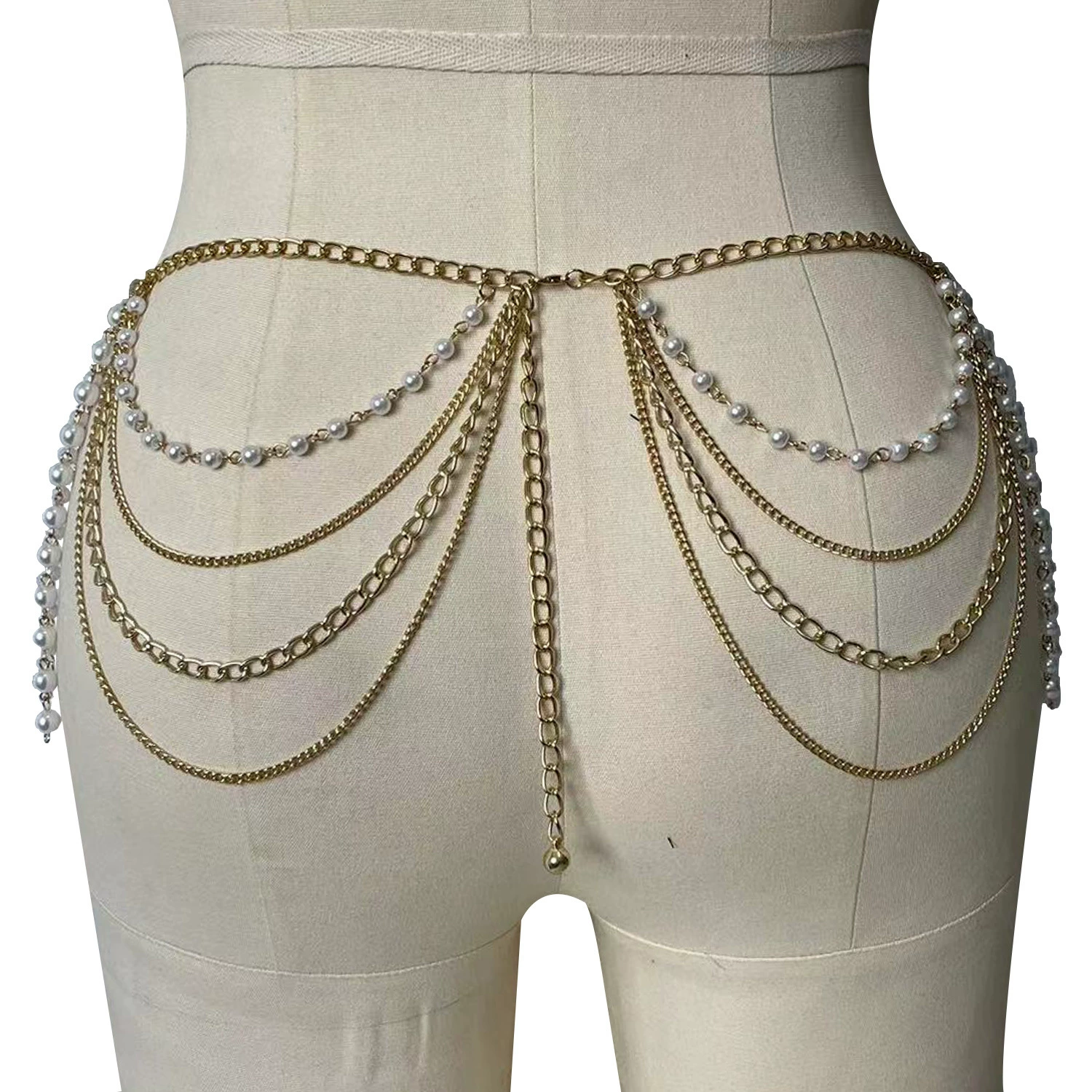 Zhuru Clothing, European and American cross-border retro versatile simple temperament waist chain metal chain tassel waist decoration T0003