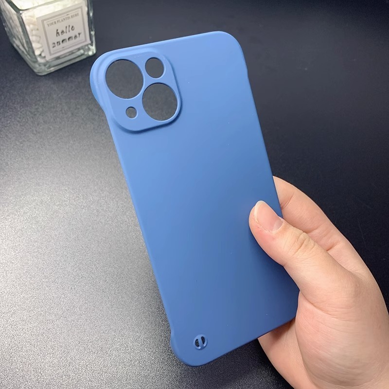 Iphone15Proフレームレス携帯電話ケース適用アップル14PROMAX肌感超薄型PC純色保護カバー|undefined