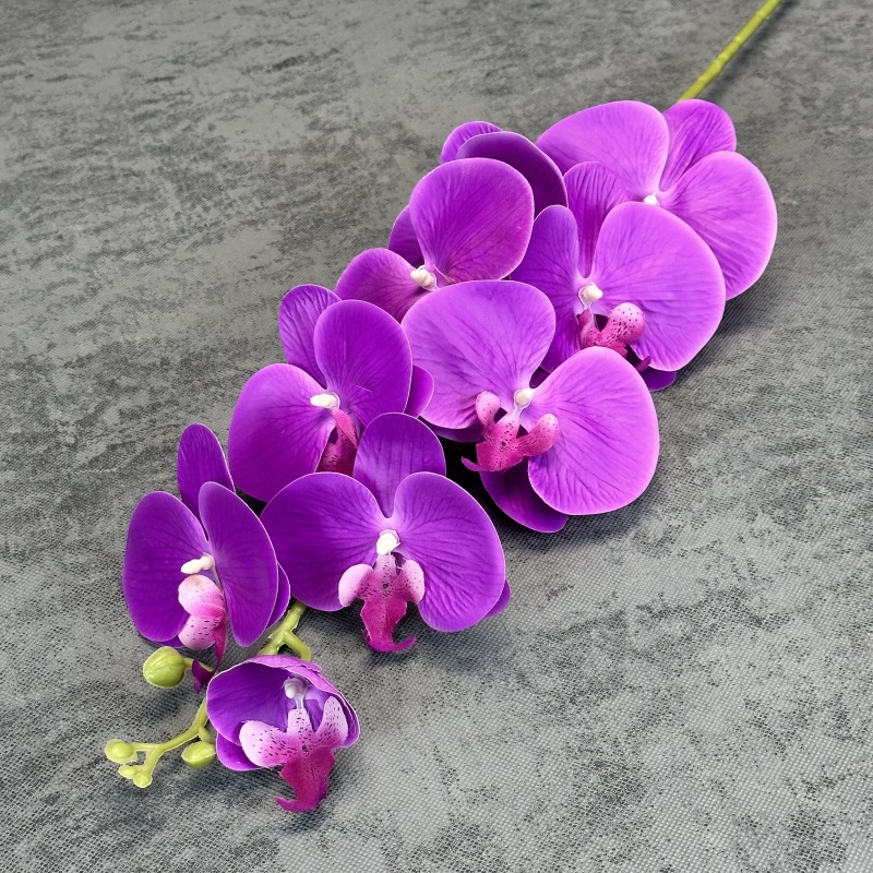 Película de 9 cabezas Phalaenopsis 3D impresión mano-sensación flor artificial boda Home Hotel decoración flor falsa al por mayor