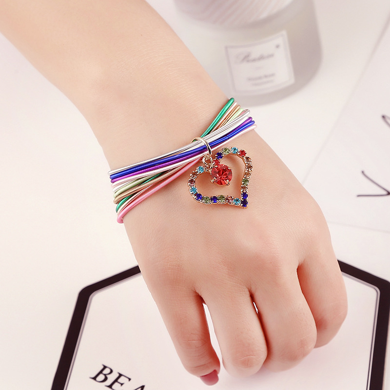 Sweet Heart Shape Metal Plating Hollow Out Inlay Zircon Womenu0027S Bangle 1 Piece