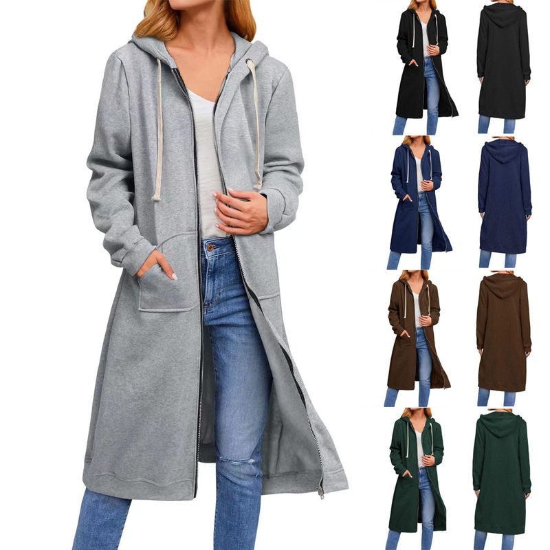 European and American Cross-Border 2025 Amazon Independent Station Autumn and Winter New Women's Clothing Loose Zipper Long Cardigan Jacket Cotton