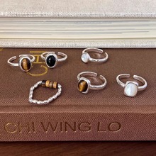 戒指女洋气冷淡风高级小众独特中古装饰贝母虎眼石女生闺蜜指环