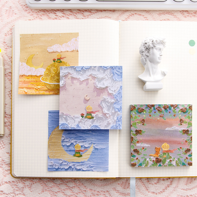 可愛少女卡通ins風油畫便利貼留言便簽紙網紅高顏值手賬素材紙