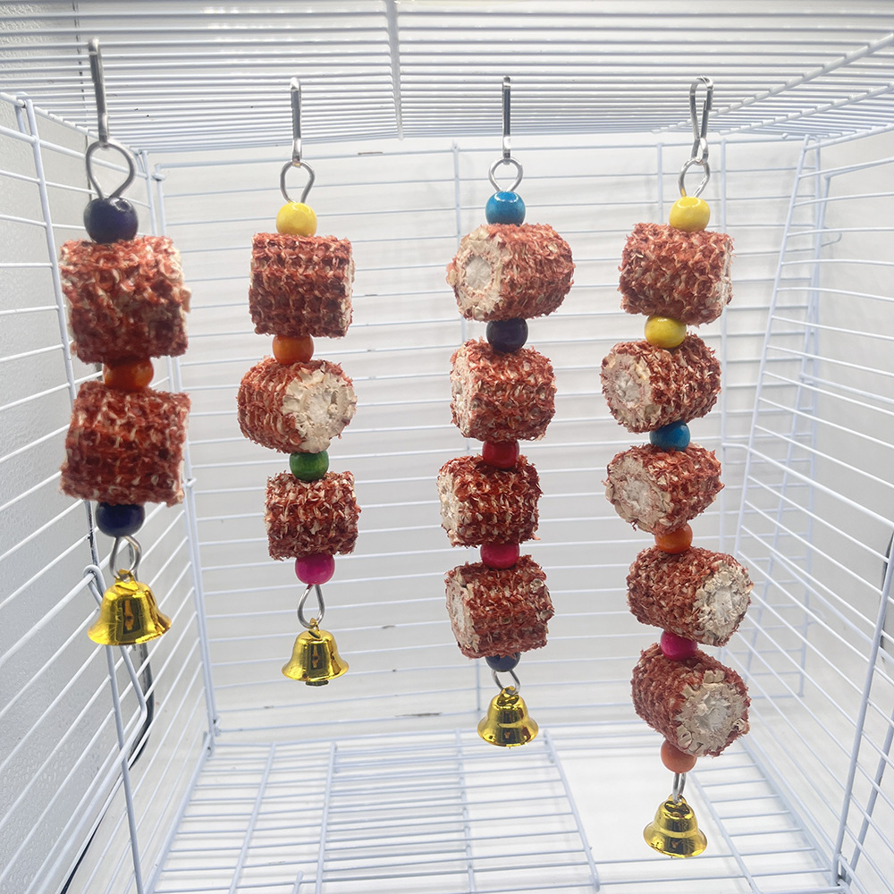 Brocheta de mazorca de maíz hecha a mano natural, loro, juguete, hámster, chinchilla, juguete para morder y aliviar el aburrimiento, accesorios de decoración de jaulas para pájaros