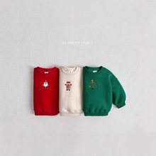 25春季新款小童T恤ins风圣诞节主题宝宝长袖上衣儿童卫衣圣诞服