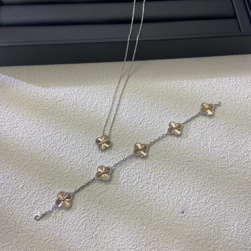 New product high version plating color separation thick gold four-leaf clover necklace five-flower bracelet 18K rose gold fashion factory direct sales