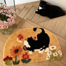 创意猫咪半圆浴室吸水小地垫卧室入户田园家用脚垫动漫现代门厅垫