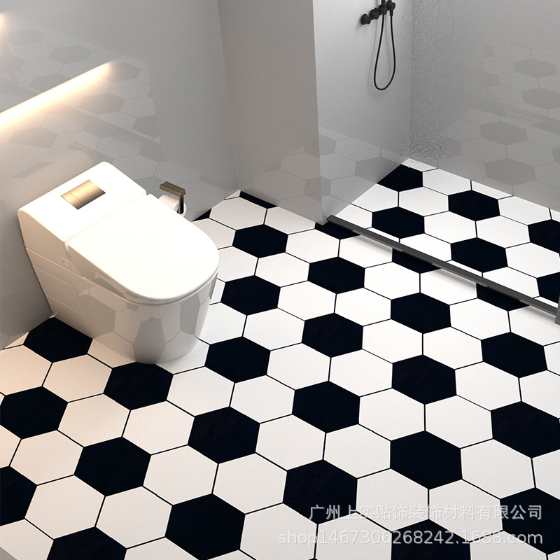 흑백 육각형 [수출 품질-미끄럼 방지 바닥 스티커]]