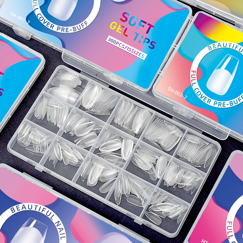 Seamless Matte Manicure Nails, Thickeneded, Scratch-Free, Medium-Length Almond Wearable Nails, Fake Nail Patches, 300 Pieces in Box