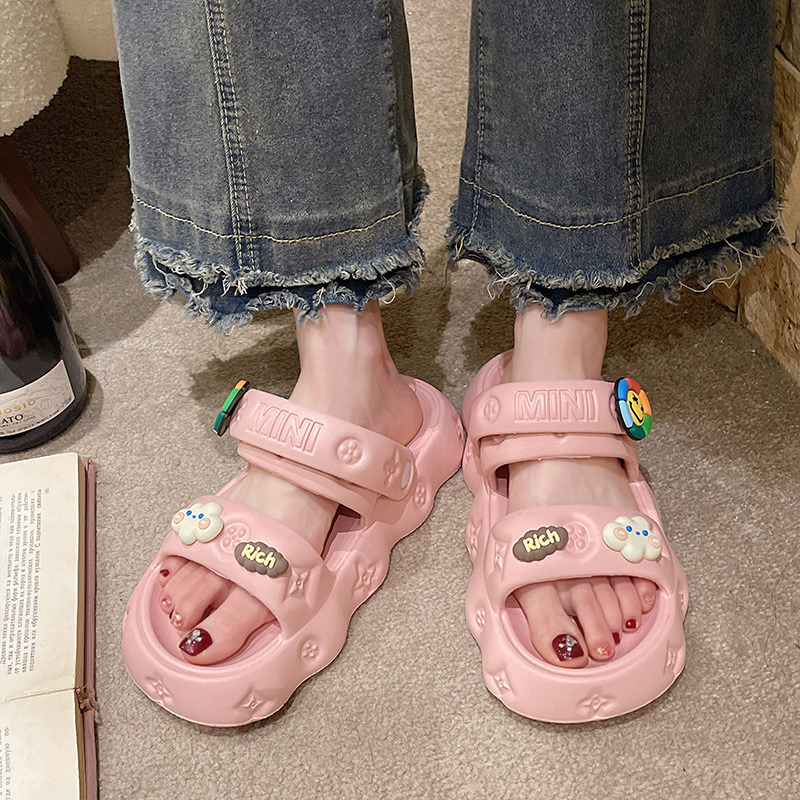 Sandali e ciabatte con suola spessa in EVA che danno la sensazione di calpestare la merda, capispalla estivi da donna 2023, nuovi sandali da spiaggia carini con due incisioni floreali_voghion.com