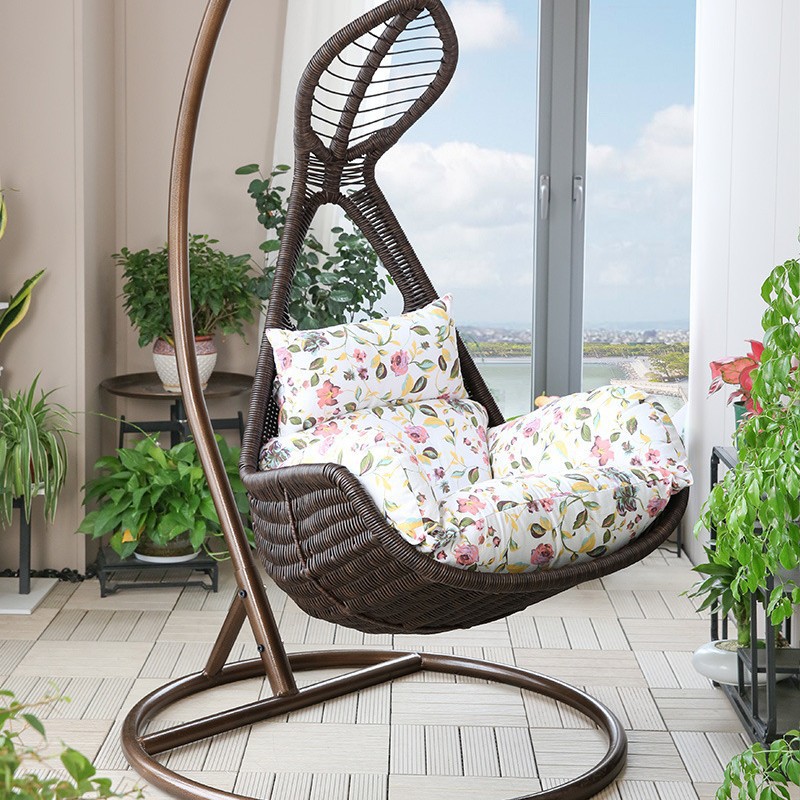 Silla colgante individual de mimbre para exterior, tipo nido de pájaro, para balcón, patio, o interior, tipo columpio, en stock. image 31
