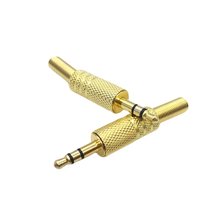 3.5耳机插头 3.5mm插头 双声道耳机插座 3节立体声焊接头镀金插头