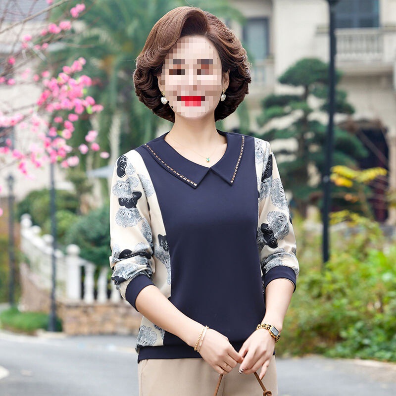 Women's New Spring and Autumn Base Shirt with Doll Collar, Long-Sleeve, Versatile Loose Fit, Tummy-Covering T-Shirt for Moms