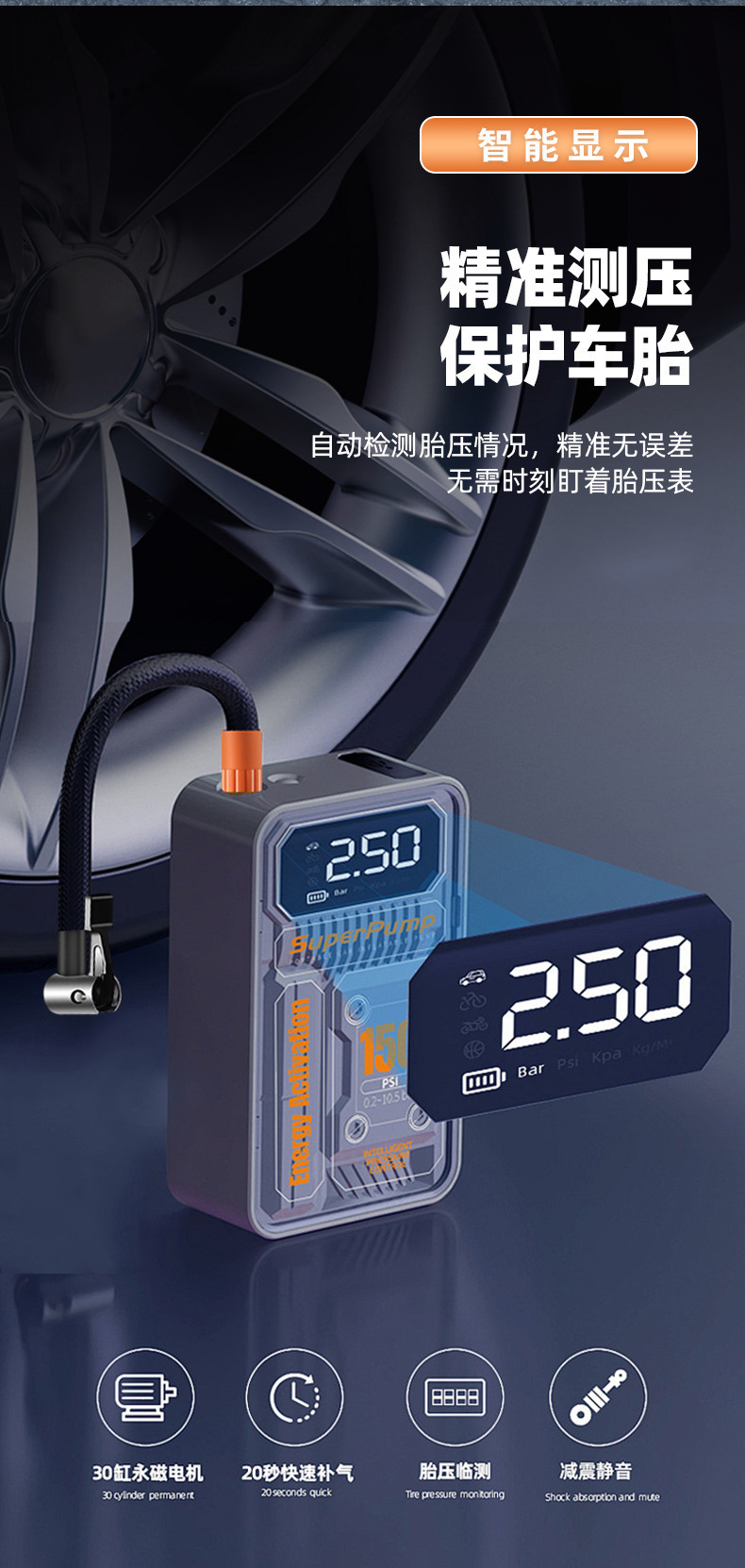 Car Inflator Wireless Car Portable Car Inflator Electric Car Tire High Pressure Inflator
