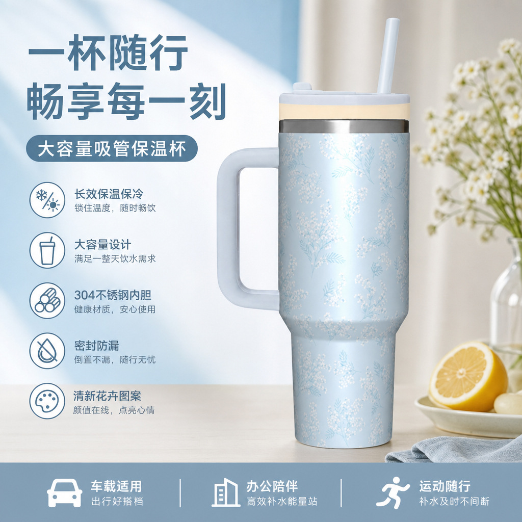 Nuevo mango de 40oz taza de aislamiento de acero inoxidable de gran capacidad taza de automóvil de aislamiento frío taza de agua taza personalizada