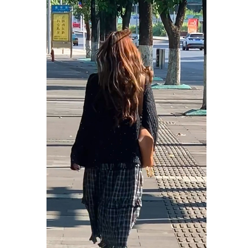 2025秋季新款宽松彩点毛衣开衫外套女灰色慵懒风宽松大版毛衣女装|undefined