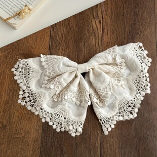 S 1380 White Bow Half Up Clip �����Y�l�A �W���L��羳���R�d