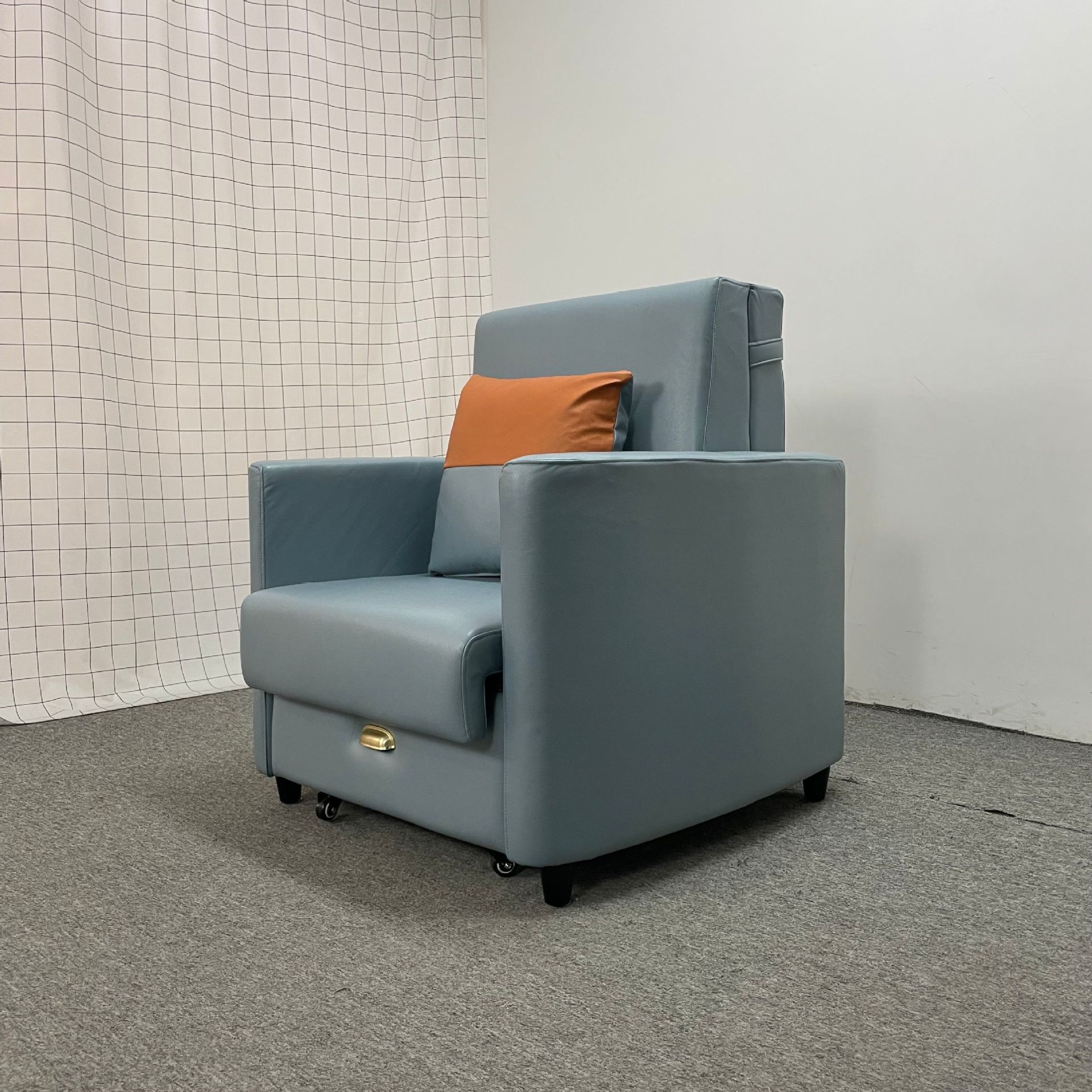 Almacenamiento plegable multifuncional de una sola persona balcón sofá cama de almuerzo tecnología tela de cuero silla de acompañamiento médico