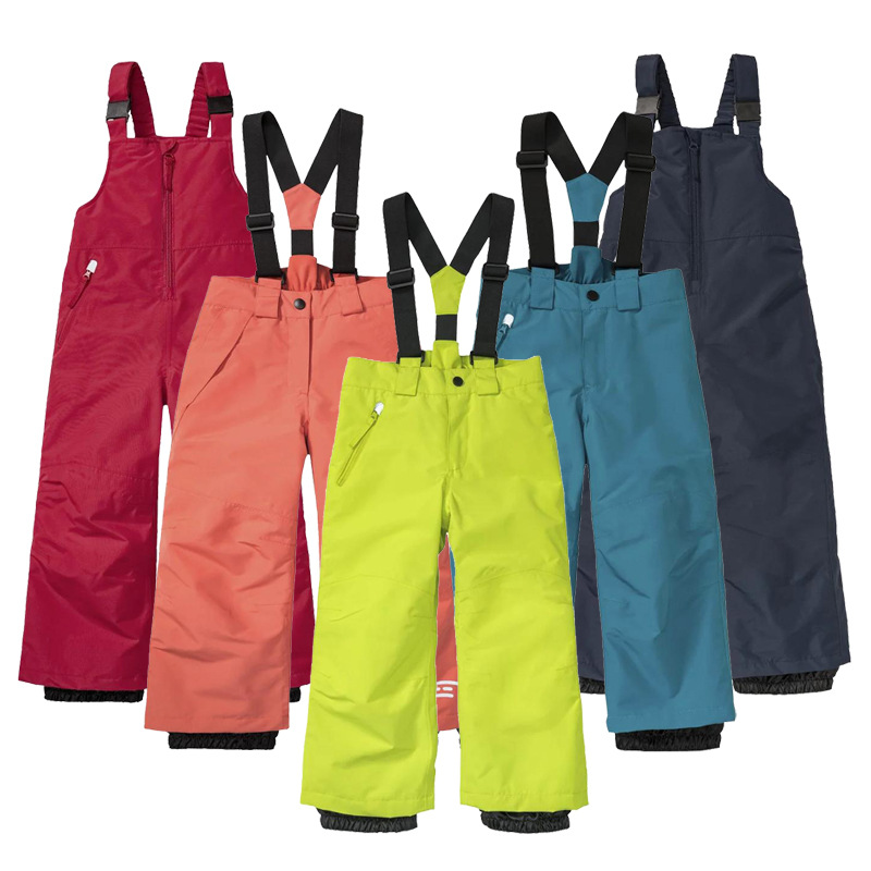 2024 Kidsren's Ski Pants Outdoor Sports One-Piece Suspender Ski Suit Warm and Cotton Windproof and Waterproof Ski Equipment