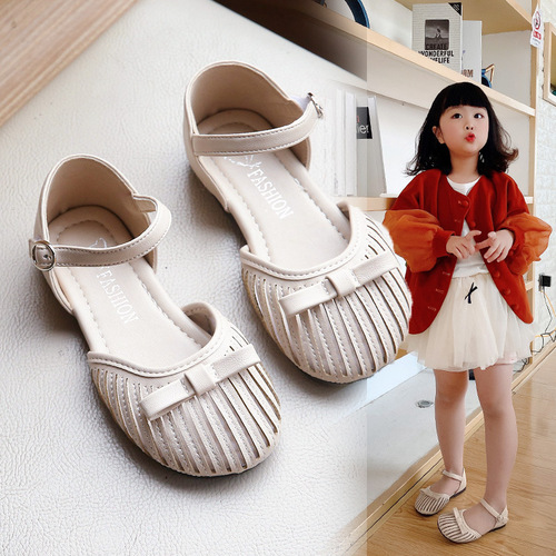 Girl s sandals little girl s bowknot soft sole baby antiskid Baotou princess shoes