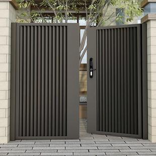 Wrought Iron Courtyard Gate Aluminum Alloy Villa Gate Louvered Double Door Rural Outdoor Country Garden Fence Yard Gate