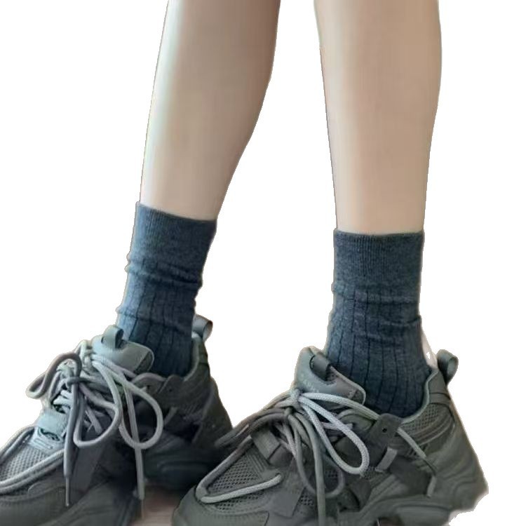白色无骨袜子女棉袜夏季薄款中筒袜芭蕾风灰色配老爹鞋春秋堆堆袜|undefined
