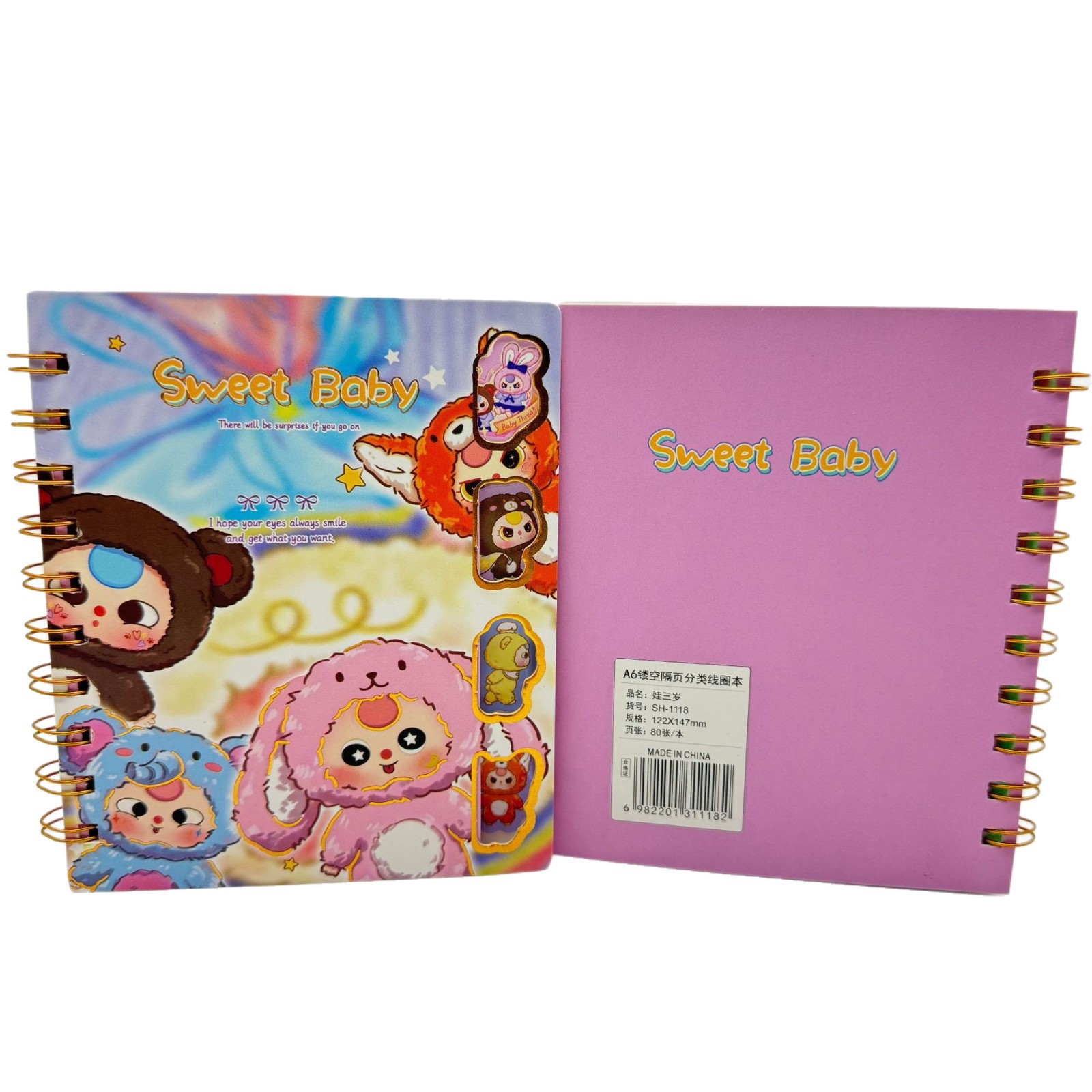 Cuaderno Clasificador con Espiral A6 con Detalles Dorados y Divisores