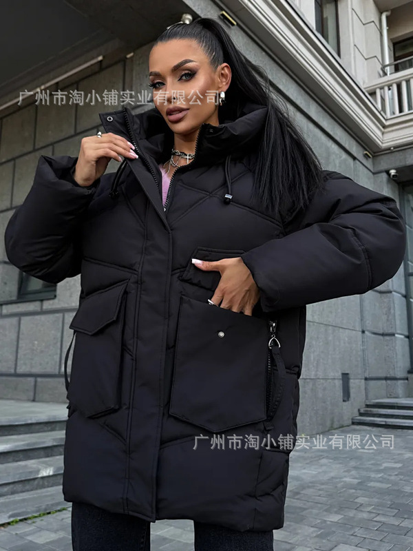 2025新款中长款时尚百搭宽松加厚冬季外套洋气大码宽松女休闲棉服|undefined