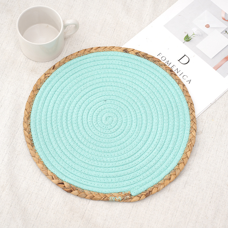 Cuerda de algodón tejida a mano posavasos de escritorio simple anti-escaldado tazón estera posavasos aislamiento cuerda de algodón tejido restaurante suministro directo de fábrica