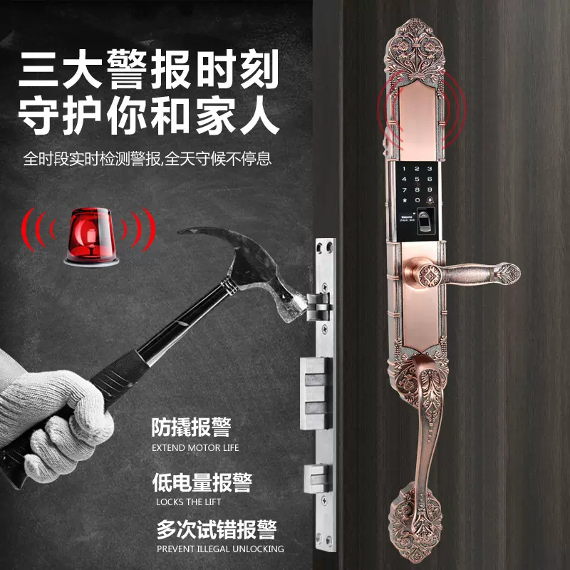 铠缔士别墅大门指纹锁双开门密码锁欧式智能锁家用防盗门电子锁H8