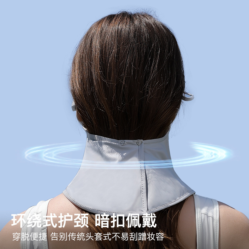 Sunscreen mask for women, summer, full face, outdoor anti-UV sunshade, breathable, extended neck gaiter, ice silk veil, face kini