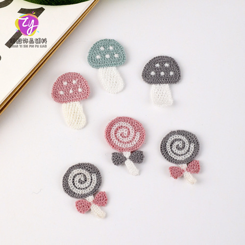 Lollipop Mushroom Embroidered Cloth Stickers Korean Hair Style Cute Clothing Accessories Semi-finished Accessories DIY Wholesale