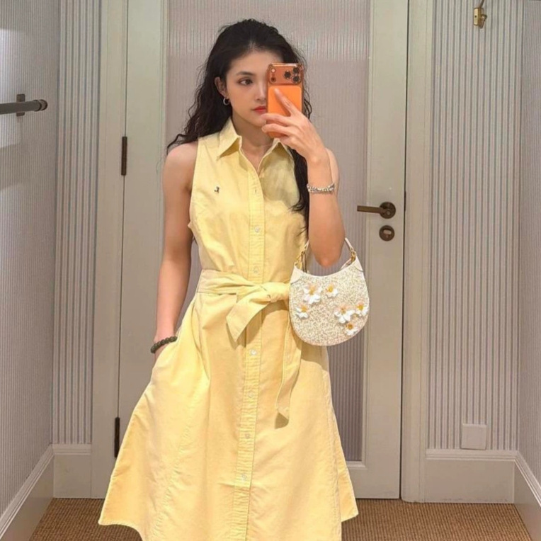 Rl Ralph Lauren Colorful Horse Logo Pure Cotton Fashionable Commuter Women's Polo Embroidered Sleeveless Oxford Shirt Dress A-Line Dress Rl Ralph Lauren Colorful Horse Logo Pure Cotton Fashionable Commuter Women's Polo Embroidered Sleeveless Oxford Shirt Dress A-Line Dress